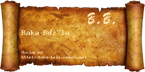 Baka Béla névjegykártya